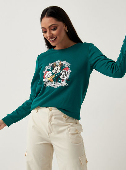 Mickey Mouse and Friends Print Sweatshirt with Long Sleeves