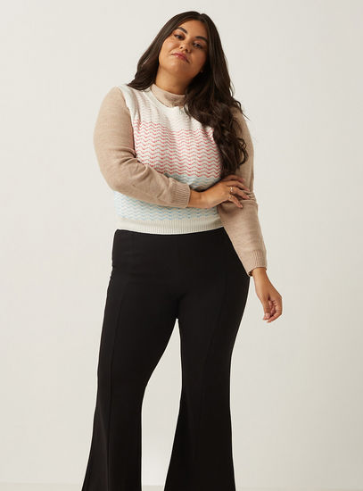 Textured Sweater with High Neck and Long Sleeves-Sweaters & Cardigans-image-1