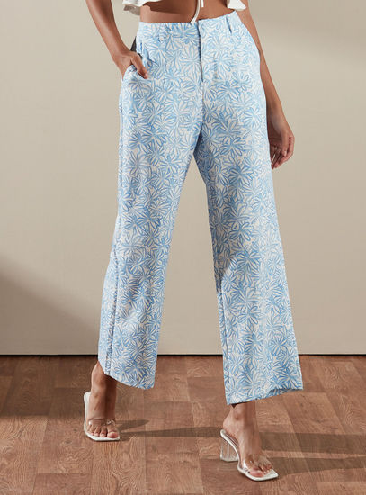 All Over Floral Print Wide Leg Pants