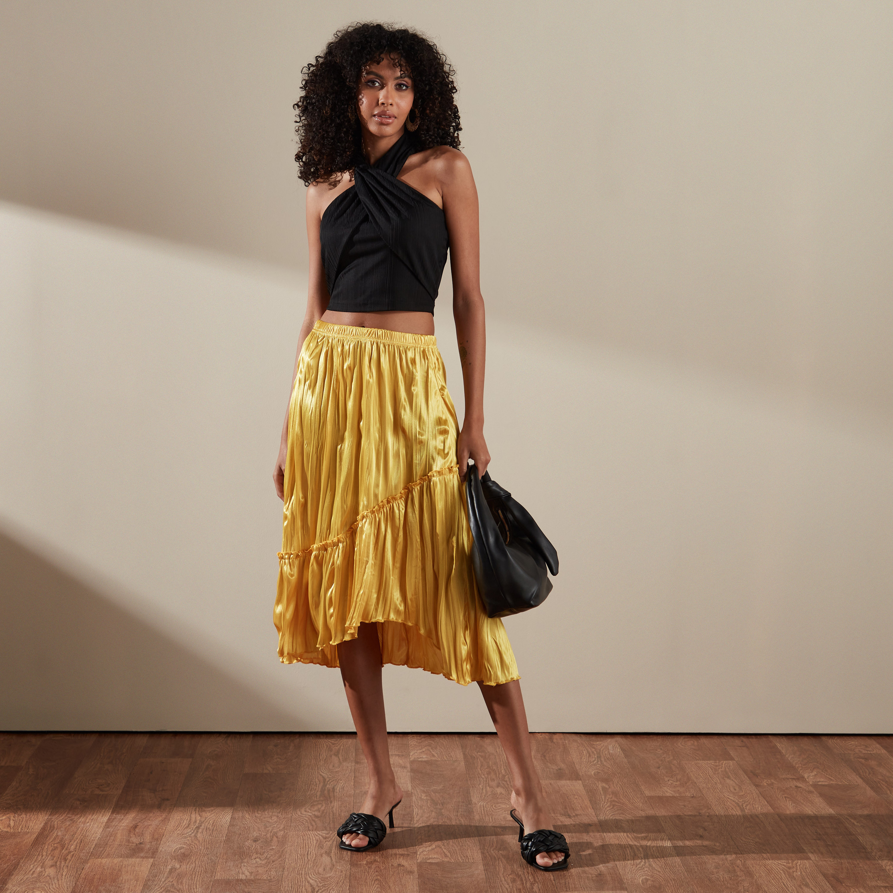 Gold pleated outlet skirt online