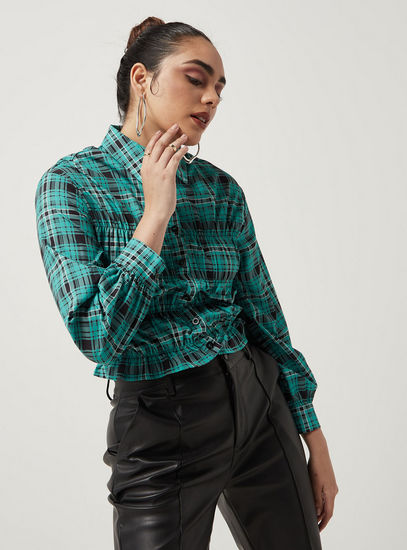 Checked Shirt with Long Sleeves and Spread Collar-Shirts-image-1