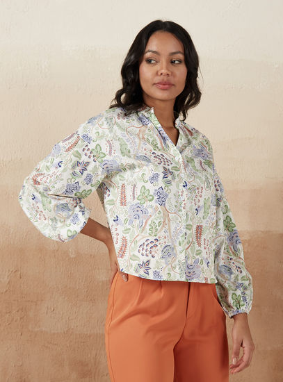 All Over Print Shirt with Long Sleeves and Button Closure