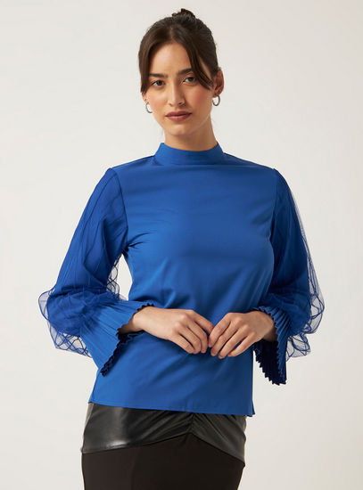 Solid Top with High Neck and Long Sleeves