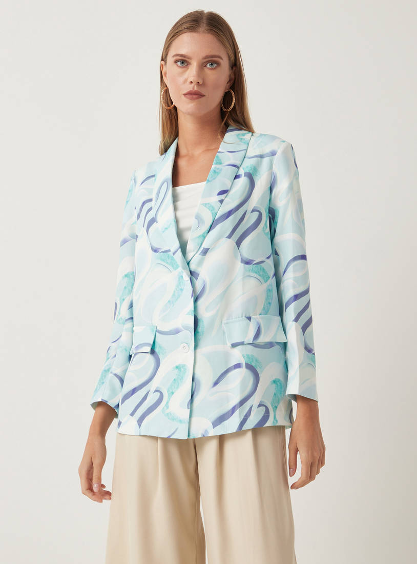 All Over Print Blazer with Notch Lapel and Flap Pockets-Blazers & Waistcoats-image-1