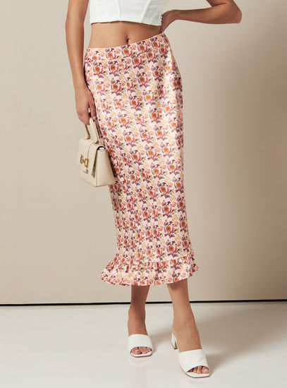 All-Over Floral Print Midi Skirt with Ruffles-Midi-image-0