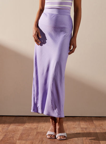 Plain Skirt with Waistband-Midi-image-0