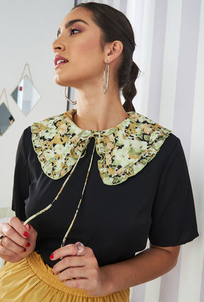 Solid Top with Printed Spread Collar and Tie-Ups