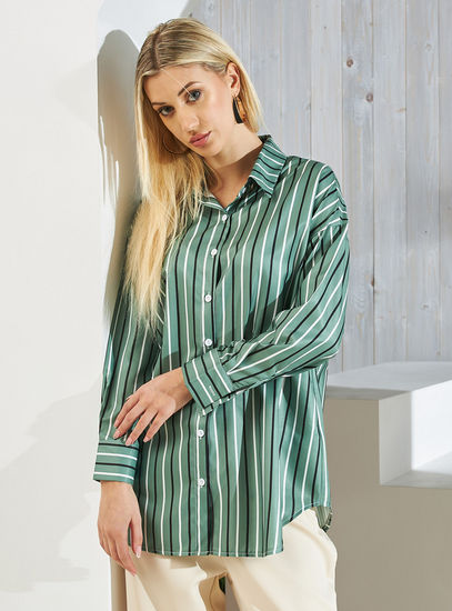 Striped Shirt with Long Sleeves and Button Closure