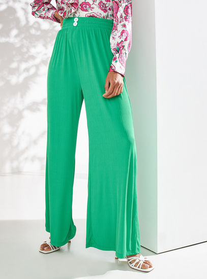Textured Full Length Palazzo with Elasticated Waistband