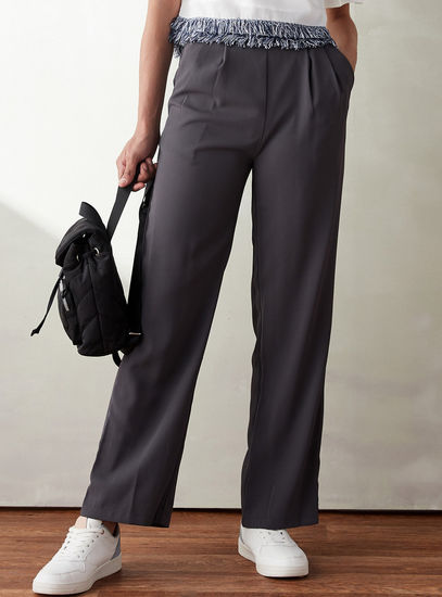 Solid Full Length Pants with Zip Closure