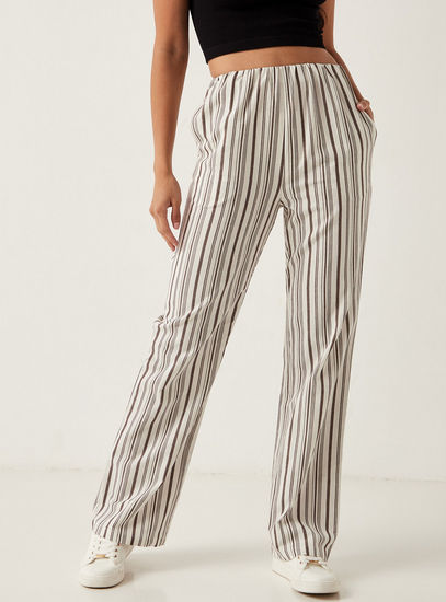 Striped Full Length Pants with Pockets