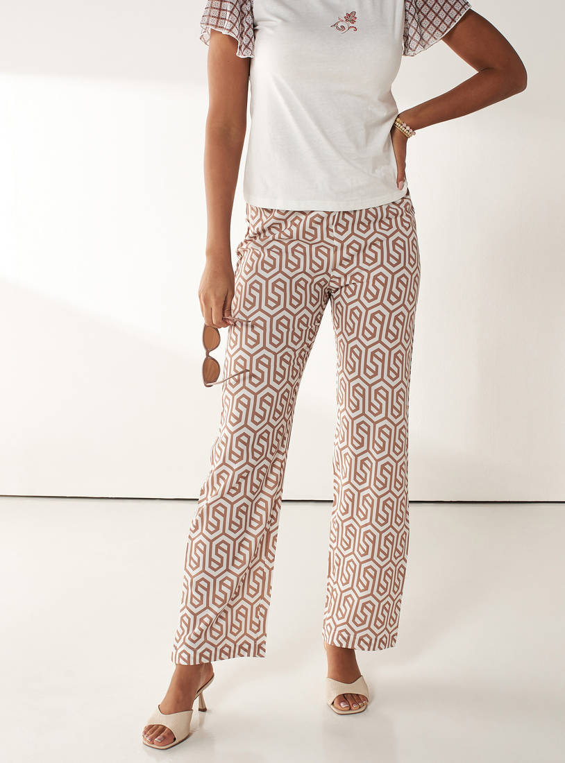 Printed Pants with Elasticised Waistband-Pants-image-0
