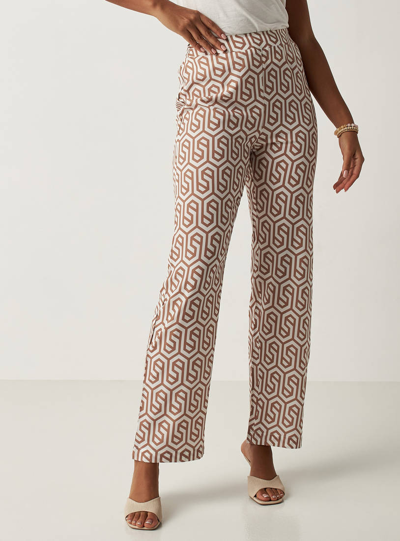Printed Pants with Elasticised Waistband-Pants-image-1