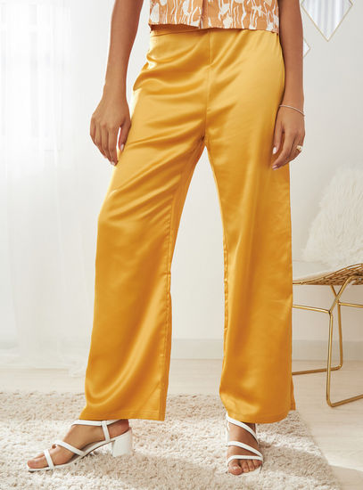 Solid Full Length Pants with Semi-Elasticated Waistband