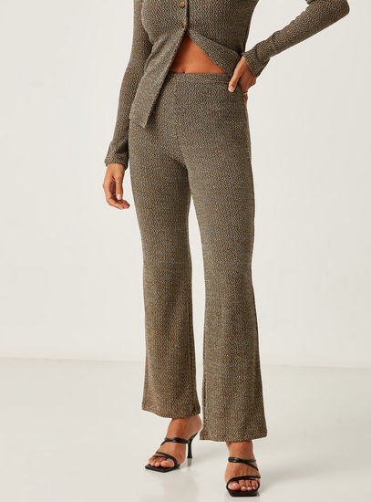 Textured Mid-Rise Pants with Elasticated Waistband