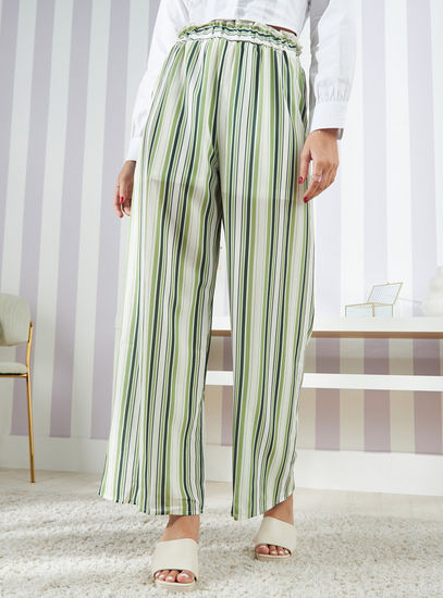 Striped Palazzo Pants with Elasticised Waistband
