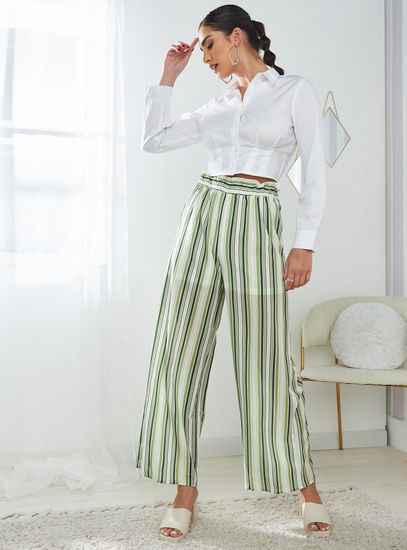 Striped Palazzo Pants with Elasticised Waistband
