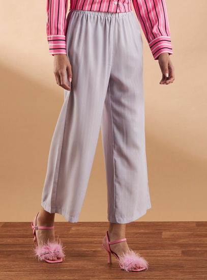 Textured Cropped Pants with Elasticated Waistband