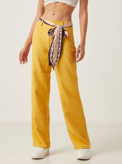 Solid Full Length Pants with Belt Loops