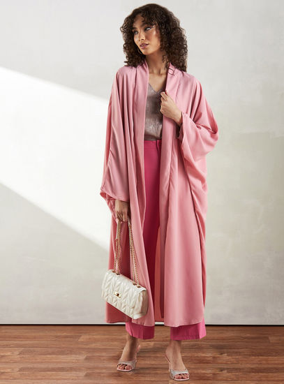 Solid Open Front Kimono with Long Sleeves-Kimonos & Shrugs-image-0