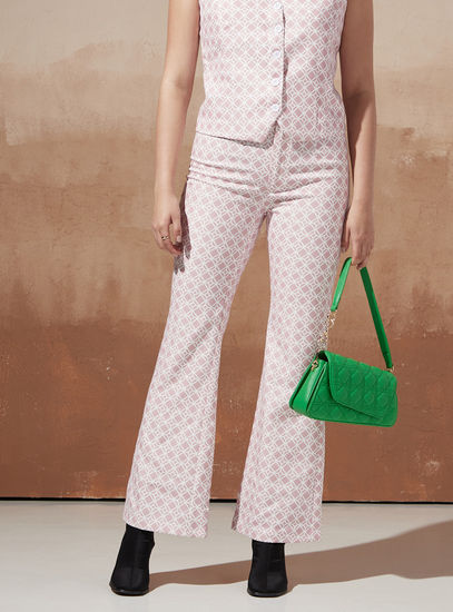 All Over Printed Pants with Button Closure-Pants-image-0
