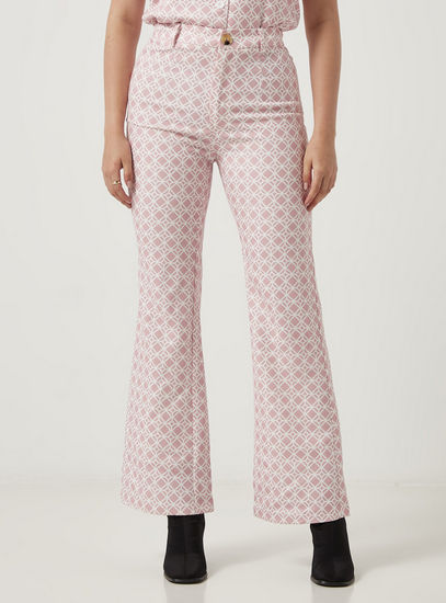 All Over Printed Pants with Button Closure-Pants-image-1