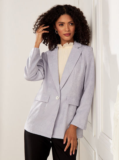 Solid Long Sleeves Blazer with Notch Lapel and Flap Pockets
