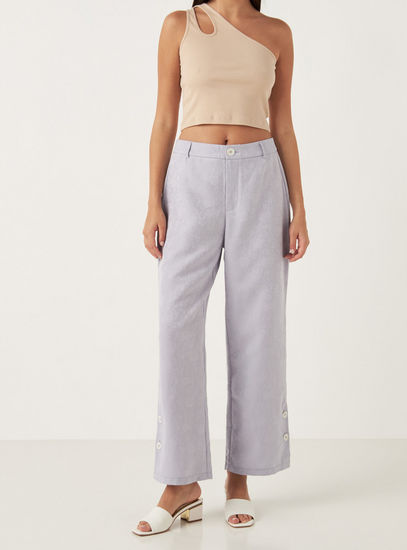 Solid Full Length Pants with Button Closure