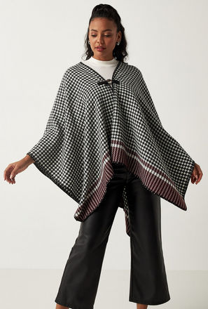 Houndstooth Print Wrap Blanket with Buckle Closure