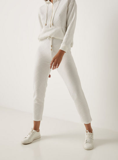 Textured Mid-Rise Track Pants with Drawstring Closure