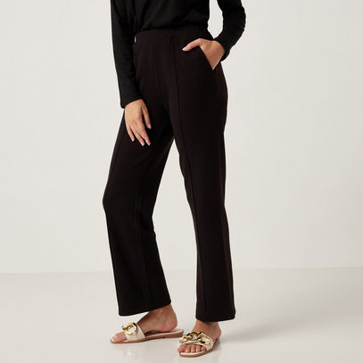 Solid Wide Leg Pants with Pocket