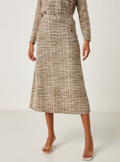 Textured A-line Skirt with Elasticated Waistband