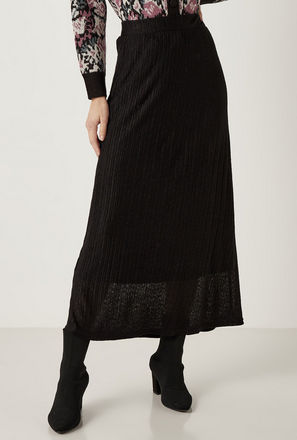 Textured Maxi Skirt with Elasticated Waistband