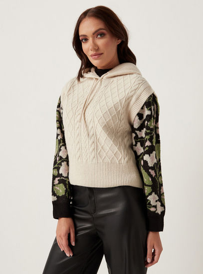 Textured Sleeveless Sweater with Hood-Sweaters & Cardigans-image-0