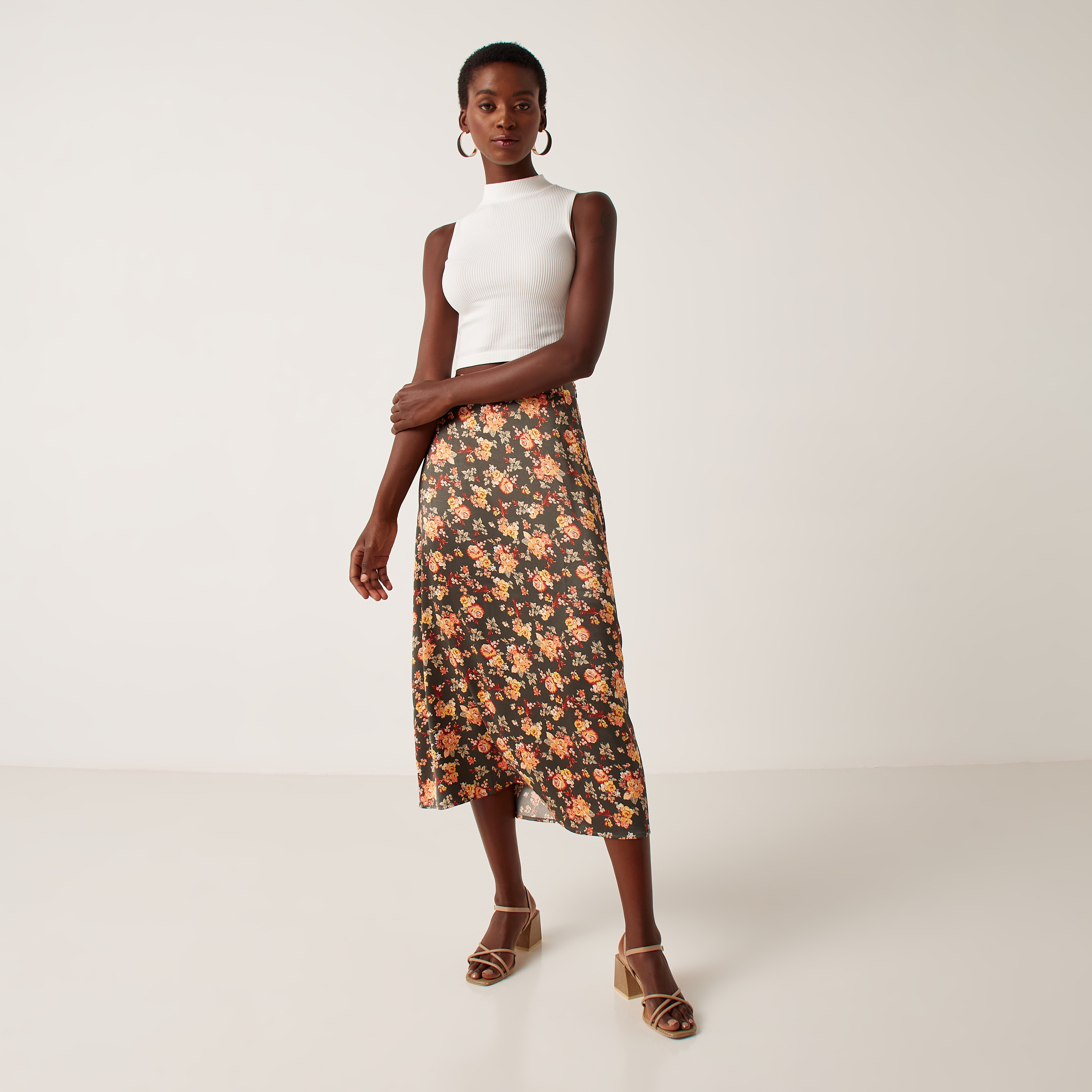 Flower clearance satin skirt