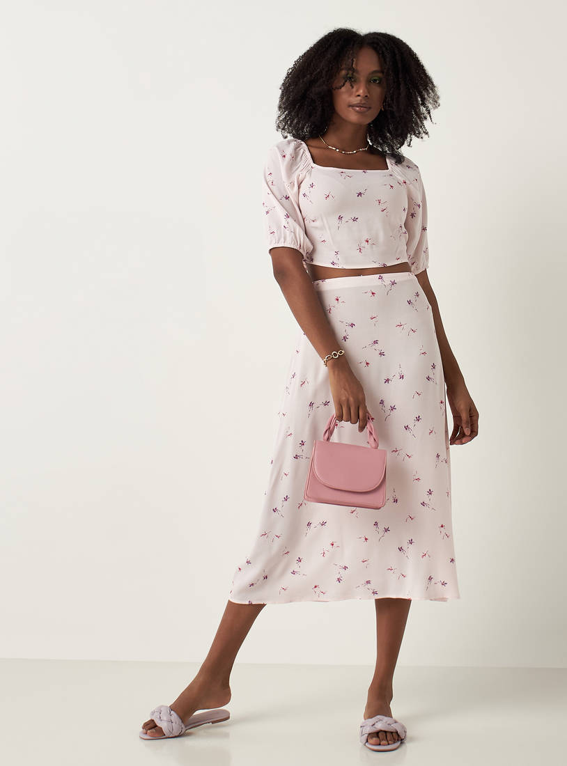 Floral Print Midi Skirt with Zip Closure-Midi-image-0