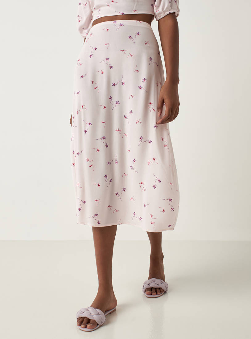Floral Print Midi Skirt with Zip Closure-Midi-image-1