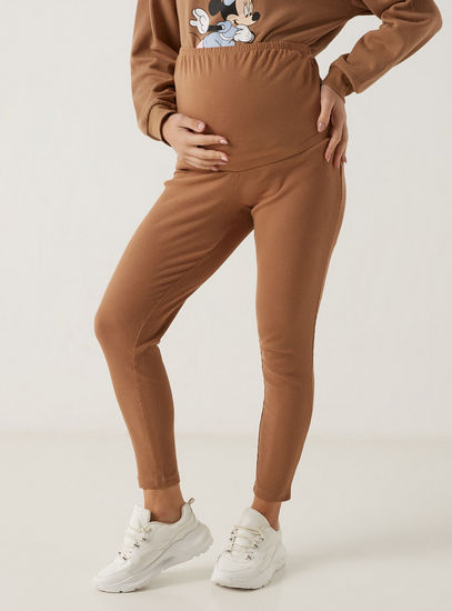 Ribbed Maternity Leggings with Elasticised Waistband-Jeans, Pants & Leggings-image-1