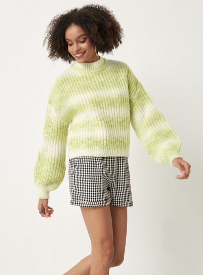 Textured Jumper with High Neck and Long Sleeves-Sweaters & Cardigans-image-0