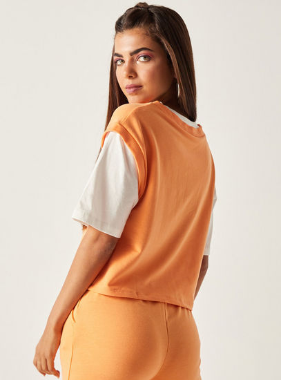 Solid Tabard Cropped Boxy Top with V-neck