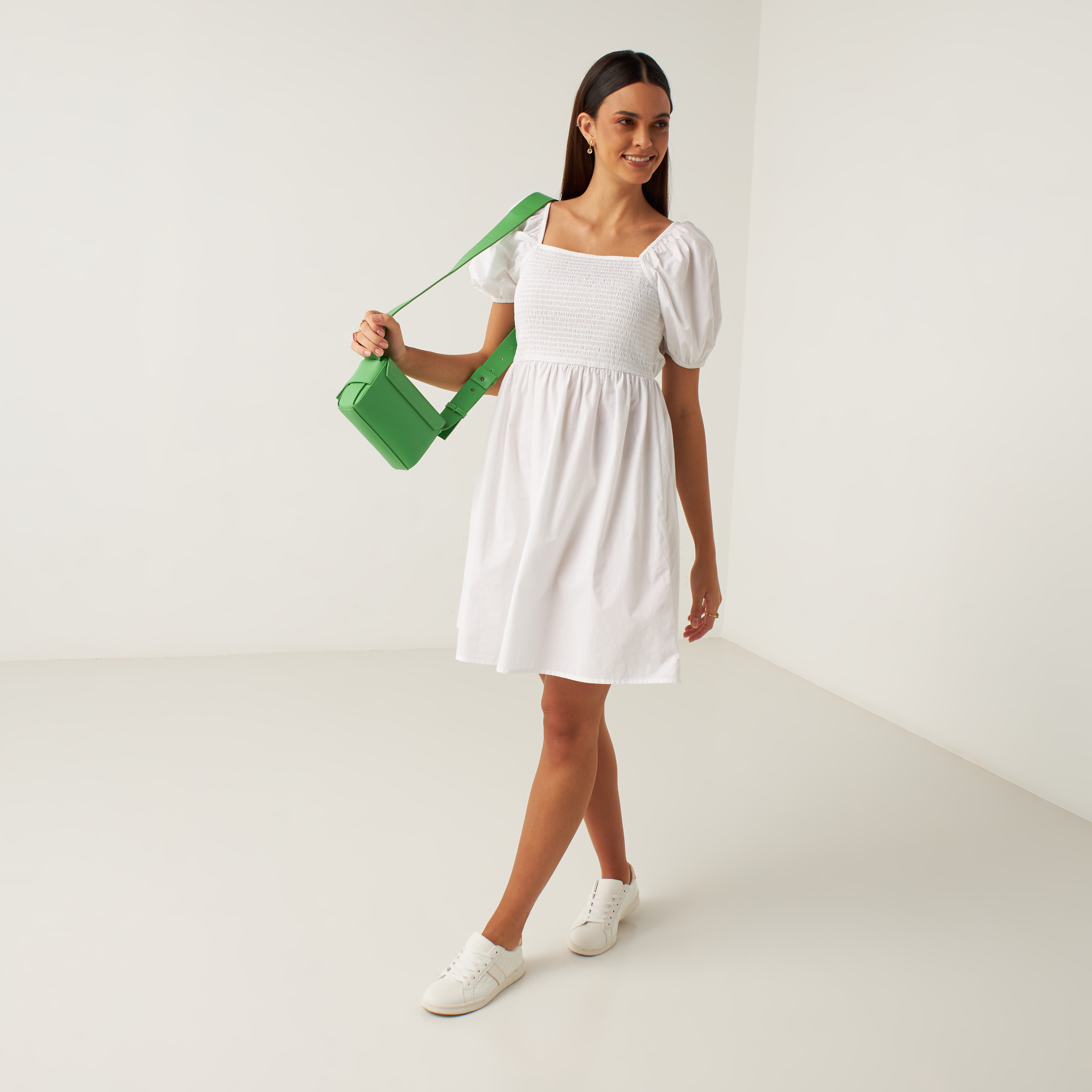 Plain white 2024 knee length dress