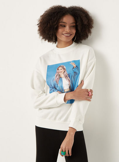Graphic Print Crew Neck Sweatshirt with Long Sleeves-Hoodies & Sweatshirts-image-0