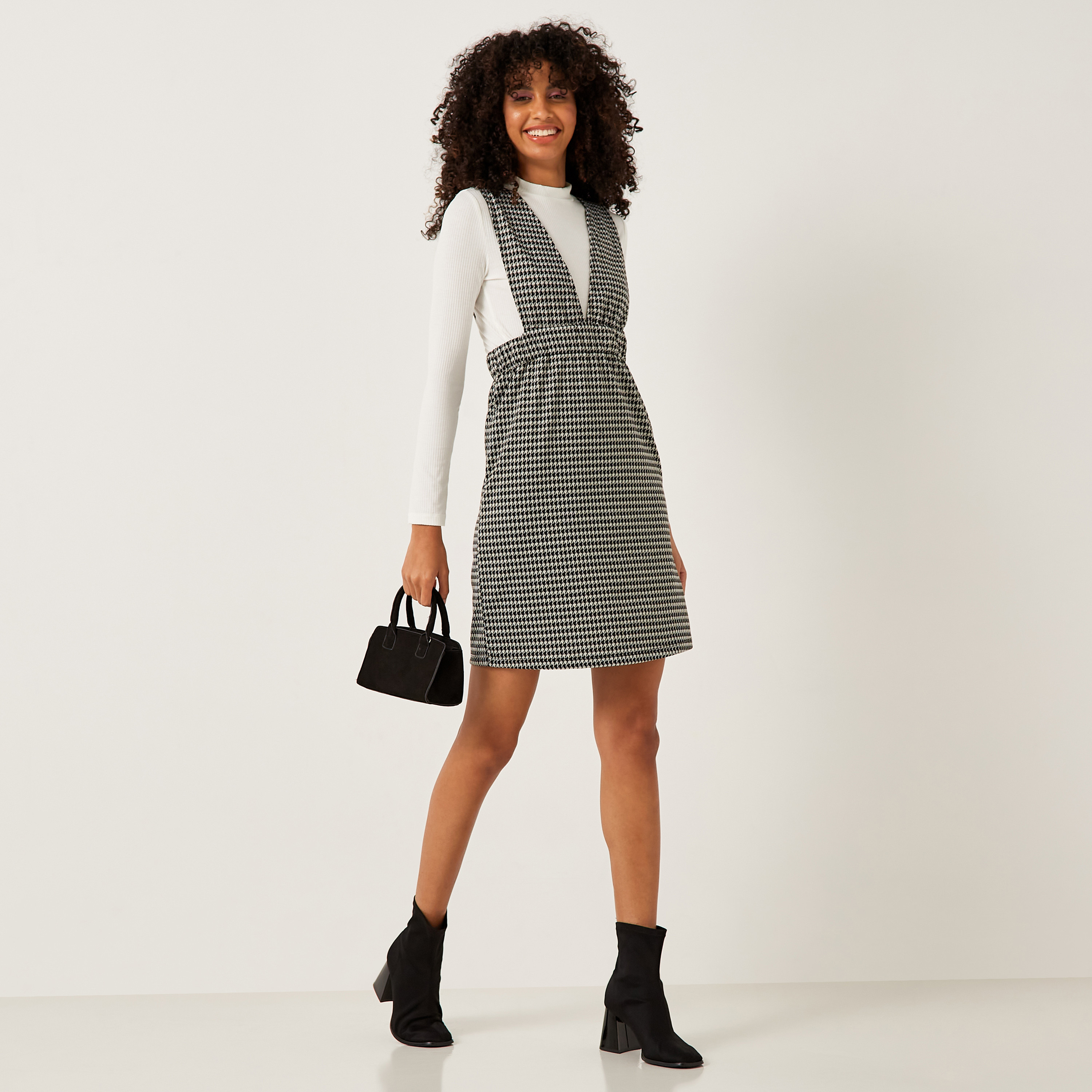 Gingham pinafore shop dress