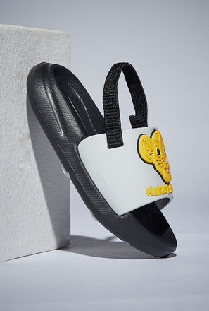 Simba Slogan Embossed Slide Sandals with Elasticated Back Strap-mxkids-babyboyzerototwoyrs-shoes-flipflops-0