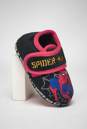 Spider-Man Textured Booties with Hook and Loop Closure-mxkids-shoes-babyboyzerototwoyrs-booties-1