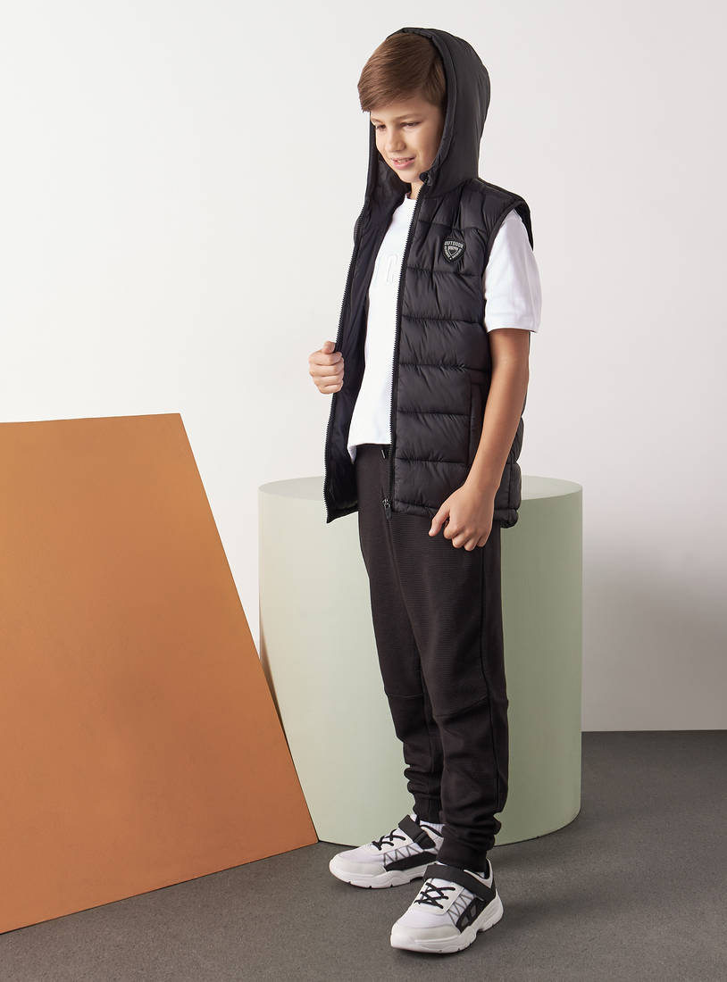 Quilted Zip Through Gilet with Hood-Jackets-image-1