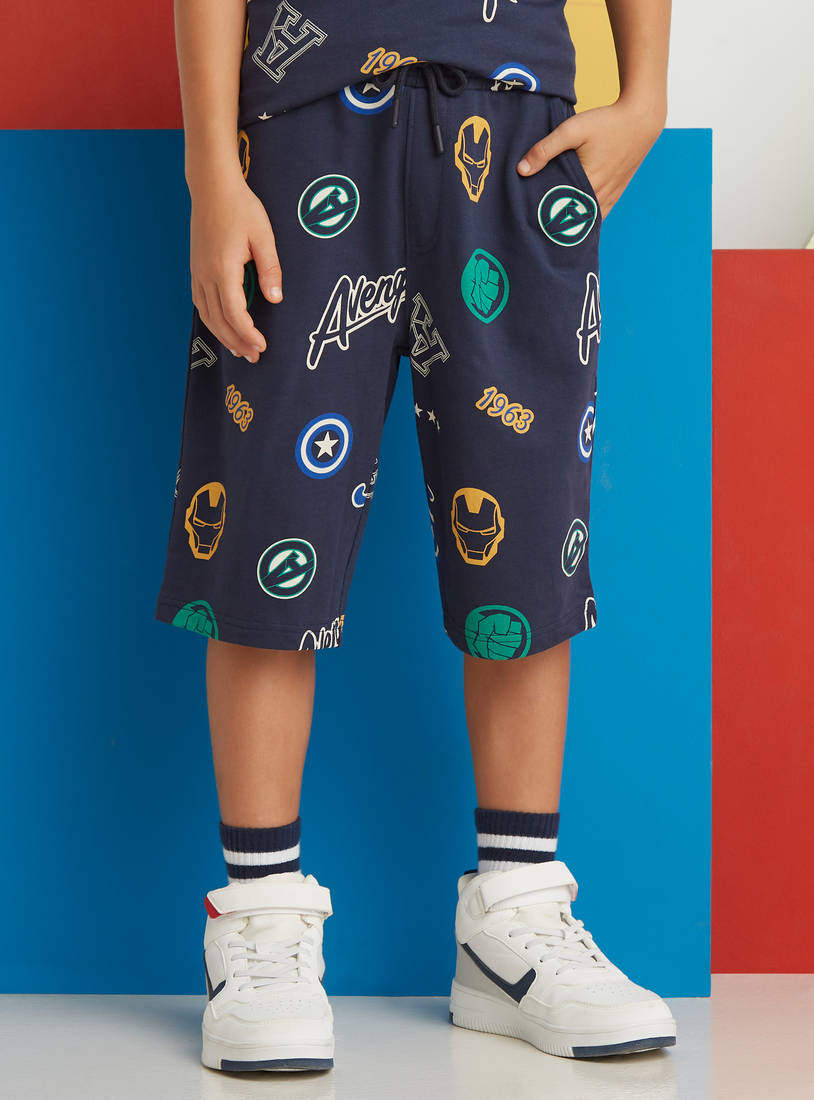 All-Over Avengers Print Shorts-Clothing-image-0