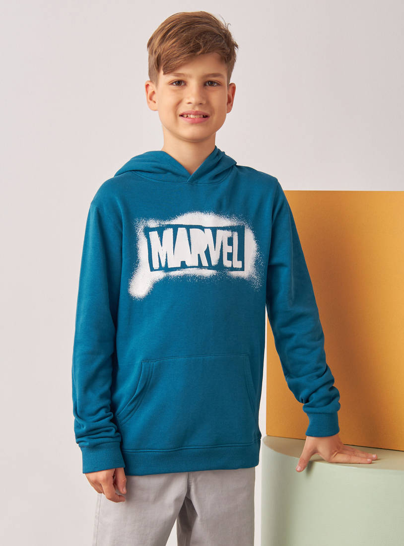 Marvel Print Sweatshirt with Hood-Hoodies & Sweatshirts-image-0