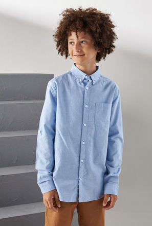 Plain Button Down Oxford Shirt-mxkids-boyseighttosixteenyrs-clothing-teesandshirts-shirts-2