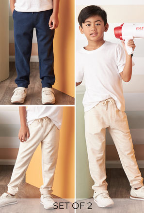 Pack of 2 - Textured Better Cotton Joggers-mxkids-boystwotoeightyrs-clothing-bottoms-joggers-2